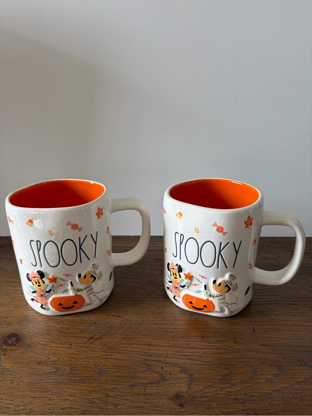 Rae Dunn & Disney Minnie & Mickey Spooky Halloween Ceramic Mug.